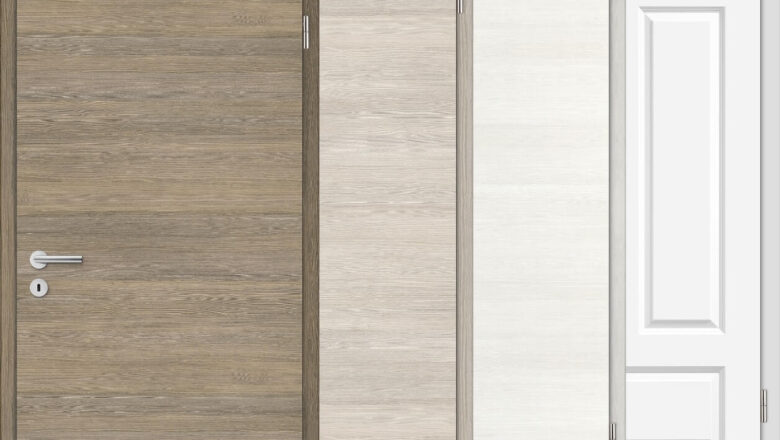 باب UPVC من الخشب الخفيف – زجاجي بالكامل